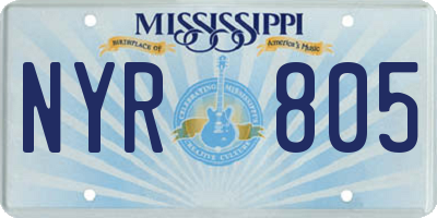 MS license plate NYR805