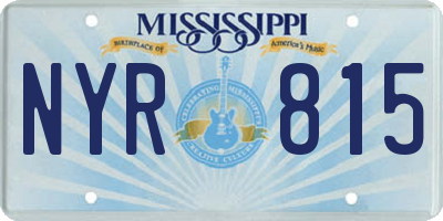 MS license plate NYR815