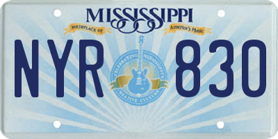MS license plate NYR830