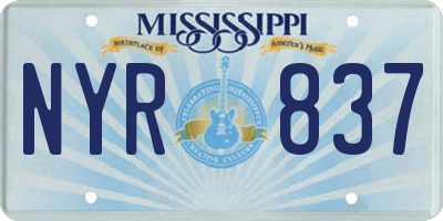 MS license plate NYR837