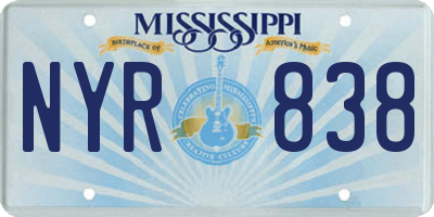 MS license plate NYR838