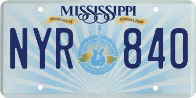 MS license plate NYR840
