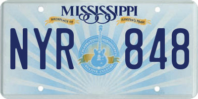 MS license plate NYR848