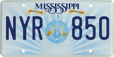 MS license plate NYR850