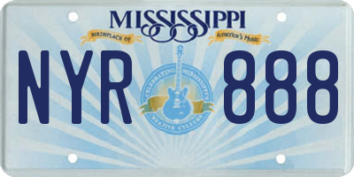 MS license plate NYR888