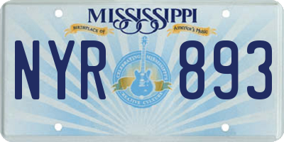 MS license plate NYR893