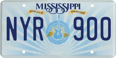 MS license plate NYR900