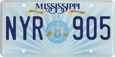 MS license plate NYR905