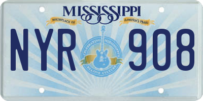 MS license plate NYR908