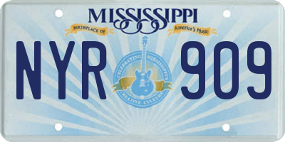 MS license plate NYR909