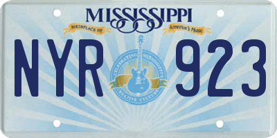 MS license plate NYR923