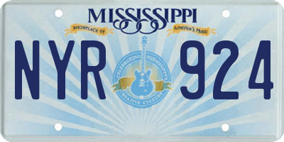 MS license plate NYR924
