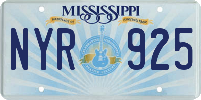 MS license plate NYR925