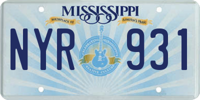 MS license plate NYR931