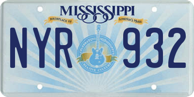 MS license plate NYR932