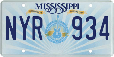 MS license plate NYR934