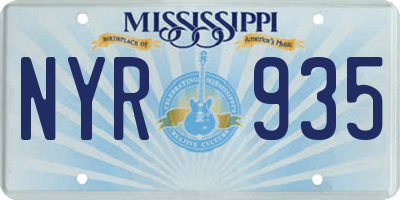 MS license plate NYR935