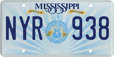 MS license plate NYR938