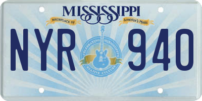 MS license plate NYR940