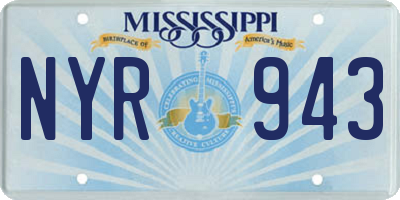 MS license plate NYR943