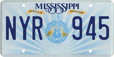 MS license plate NYR945