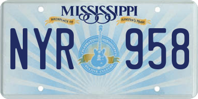 MS license plate NYR958