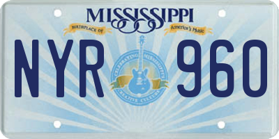 MS license plate NYR960