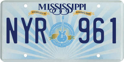 MS license plate NYR961