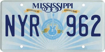 MS license plate NYR962