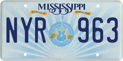 MS license plate NYR963