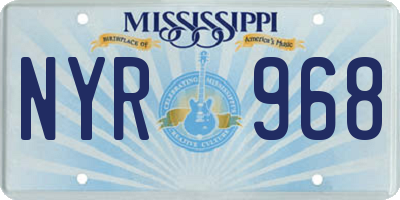 MS license plate NYR968