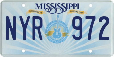MS license plate NYR972