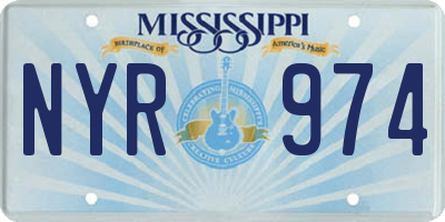 MS license plate NYR974