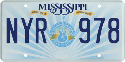 MS license plate NYR978