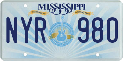 MS license plate NYR980
