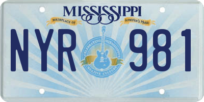 MS license plate NYR981