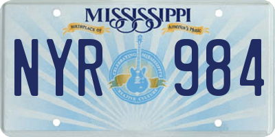 MS license plate NYR984