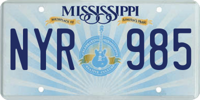 MS license plate NYR985