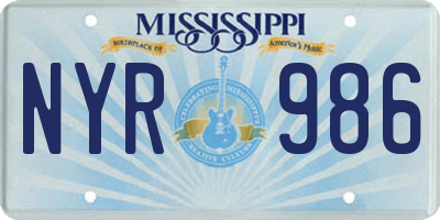 MS license plate NYR986