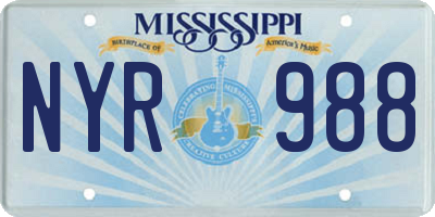 MS license plate NYR988