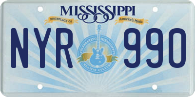 MS license plate NYR990