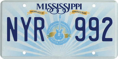 MS license plate NYR992