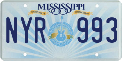 MS license plate NYR993