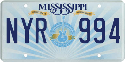 MS license plate NYR994