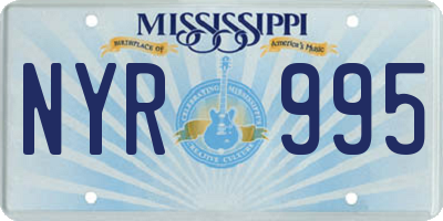 MS license plate NYR995