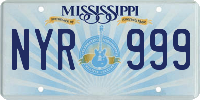 MS license plate NYR999