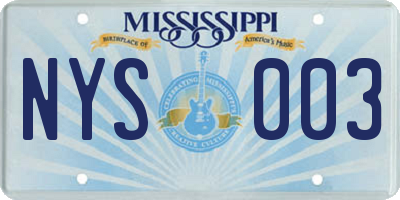 MS license plate NYS003
