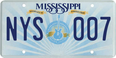 MS license plate NYS007
