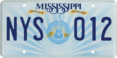MS license plate NYS012