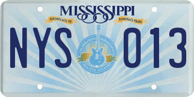 MS license plate NYS013
